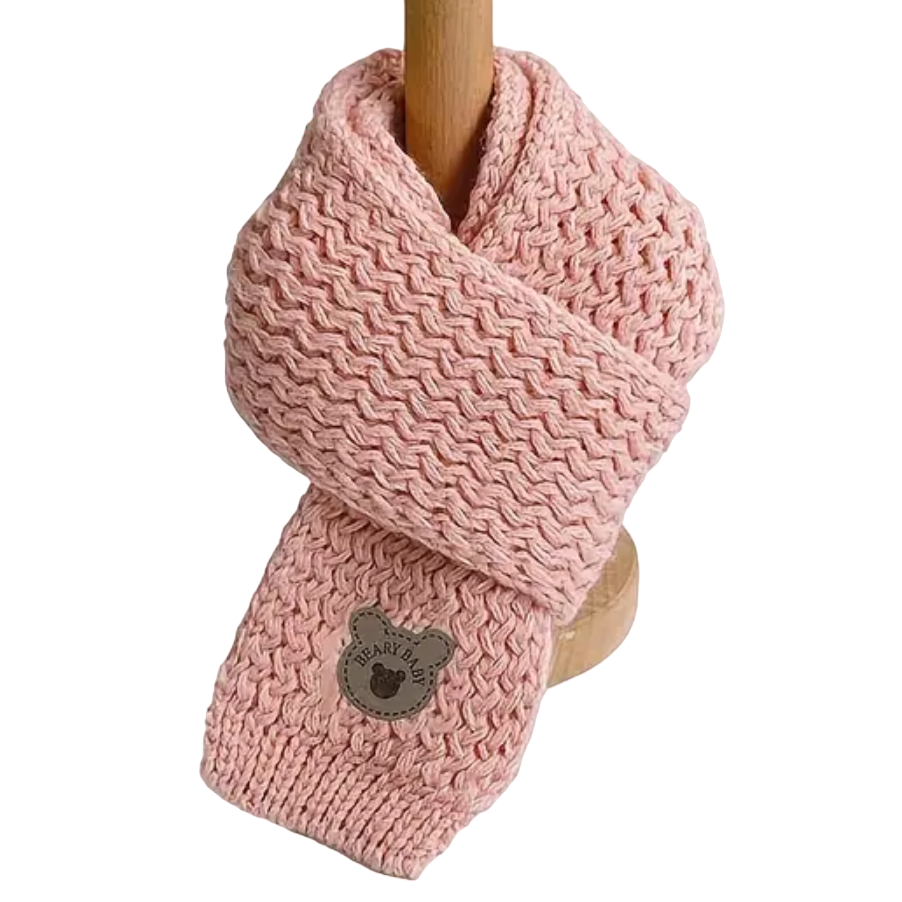Gebreide Sjaal met Beertje - Roze