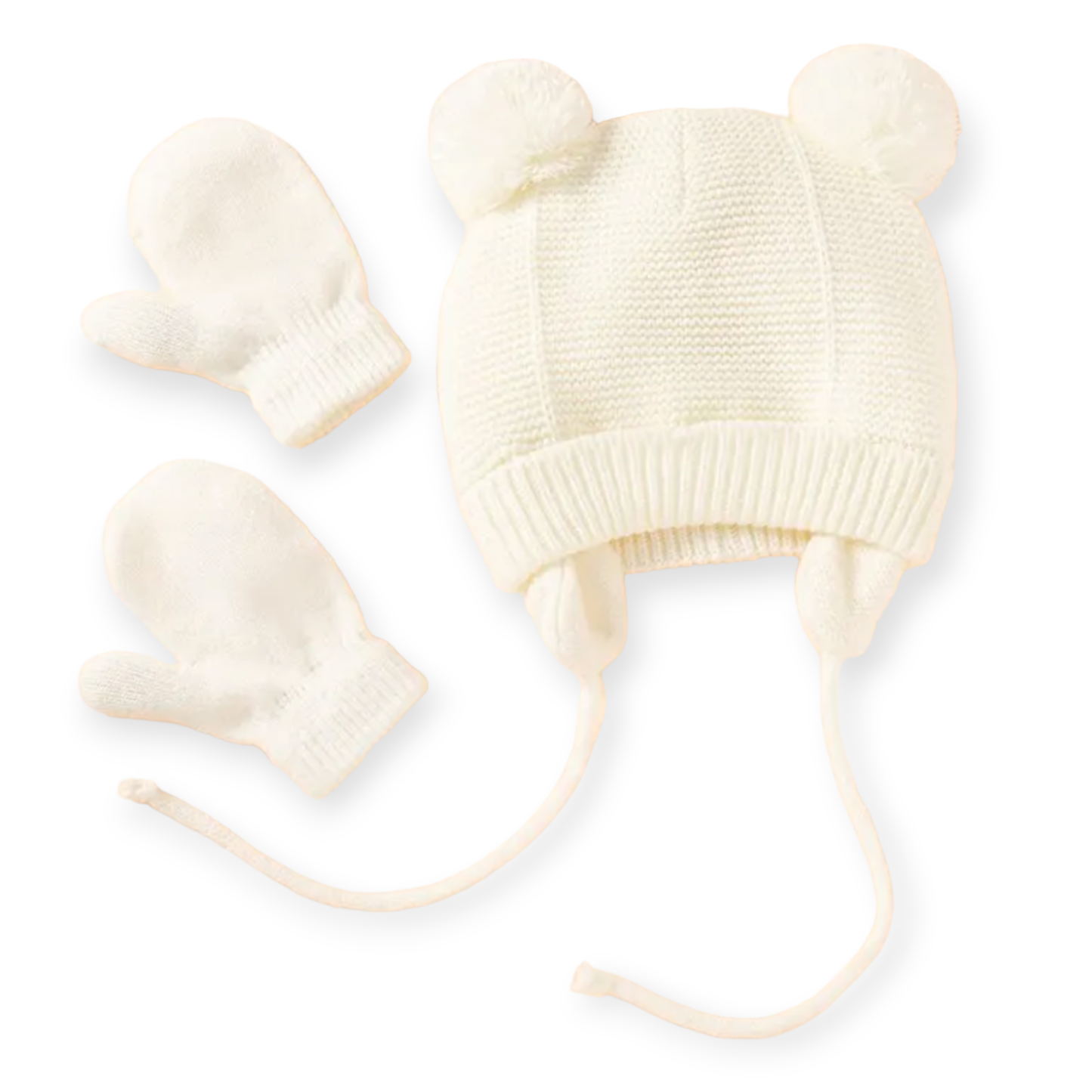 Set: Gebreid Mutsje met Wantjes wit