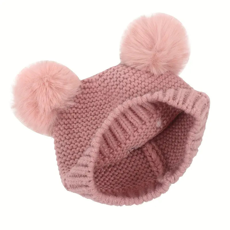 Gebreide Beren Muts met Pompons