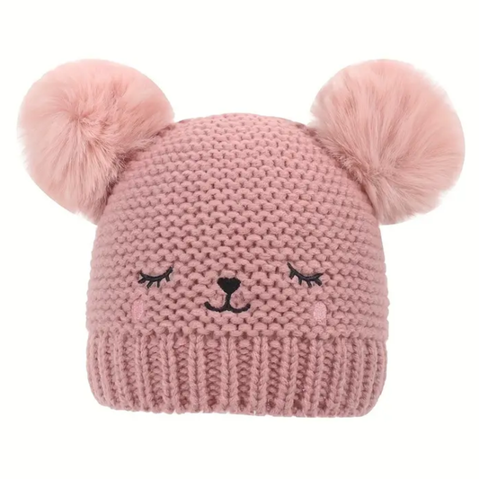 Gebreide Beren Muts met Pompons