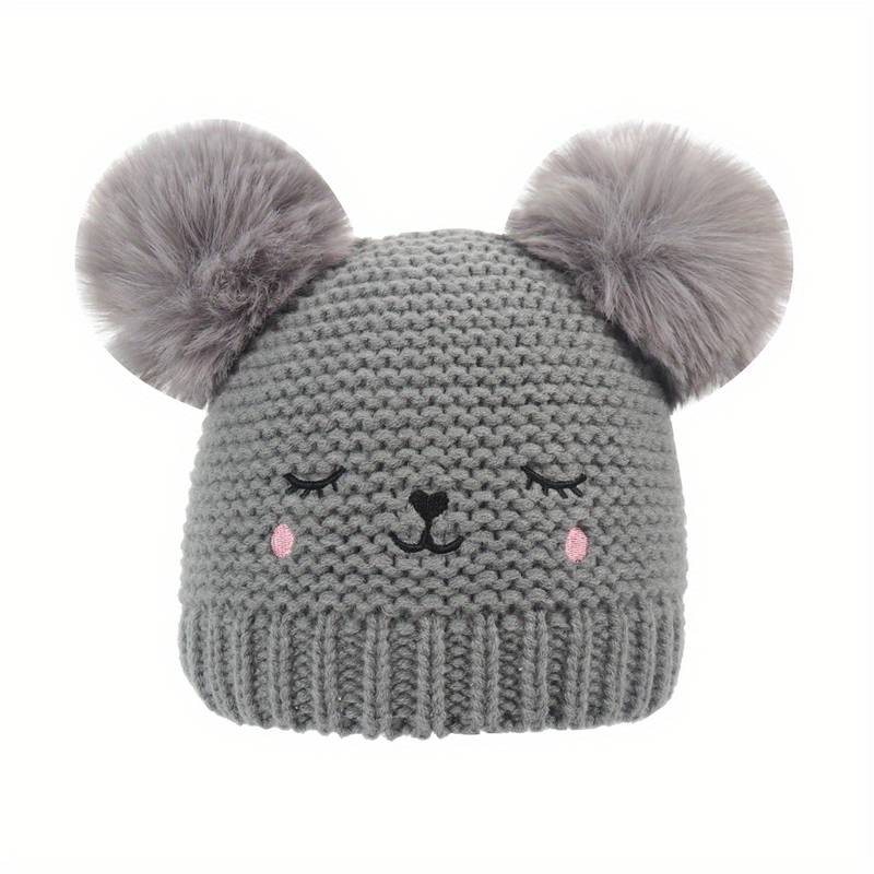 Gebreide Beren Muts met Pompons (3 Kleuren)