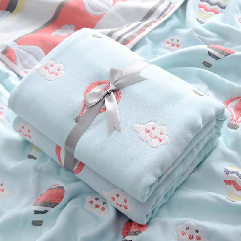 6-laags Mousseline Doek (80x80 cm) - Blauw / Luchtballon