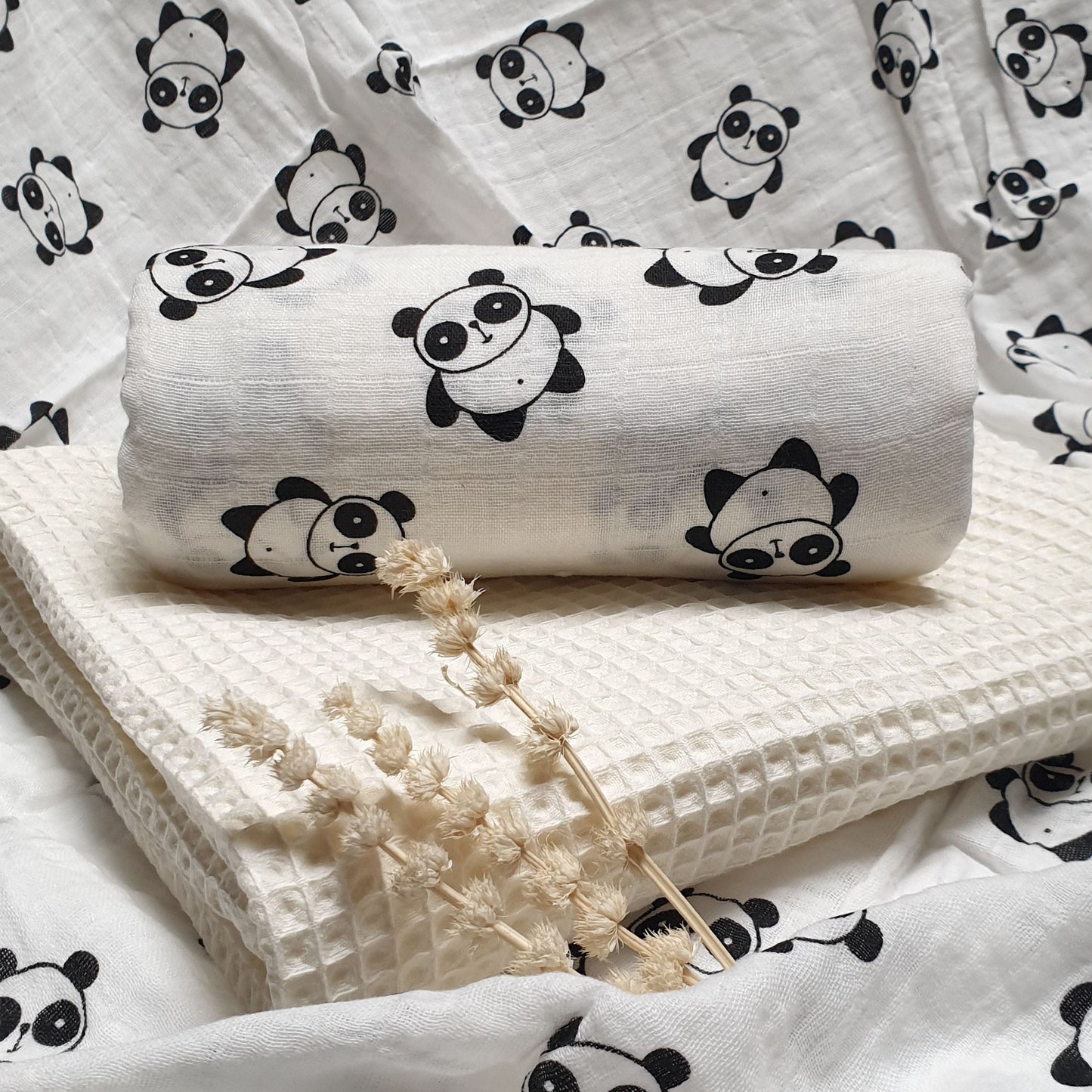 Panda mousseline deken
