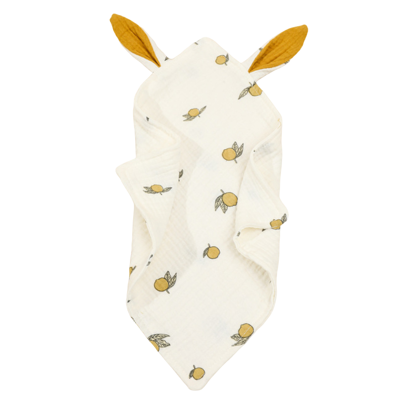Knuffeldoekje met Oren 'Bloemen' limoen