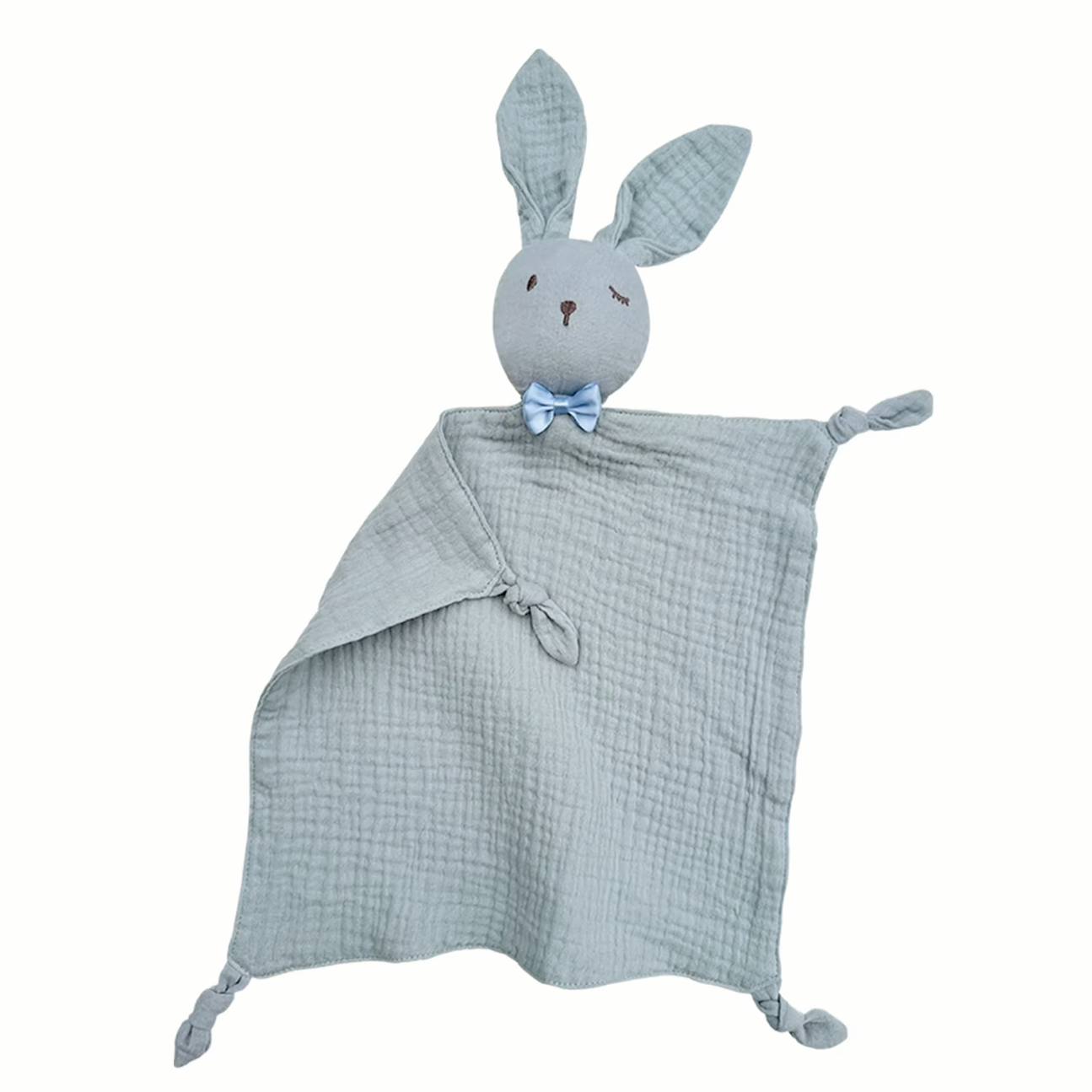 Knuffeldoekje Winky 'Konijn met Strikje' Grijsblauw