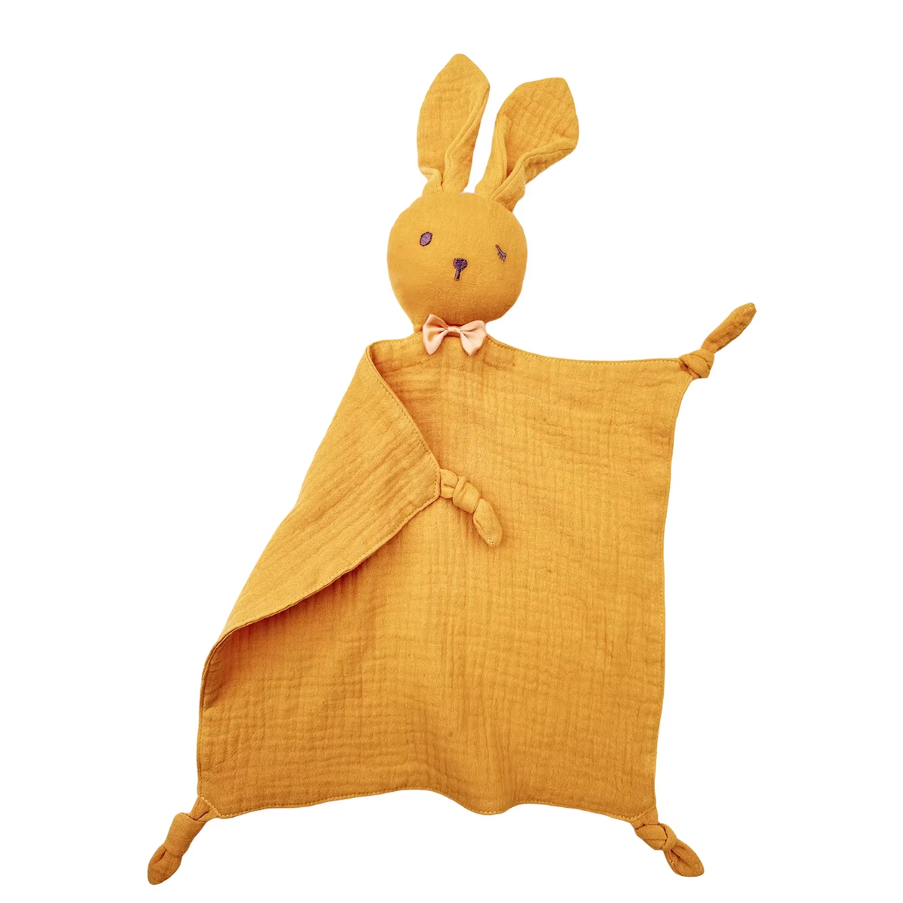 Knuffeldoekje Winky 'Konijn met Strikje' Geel