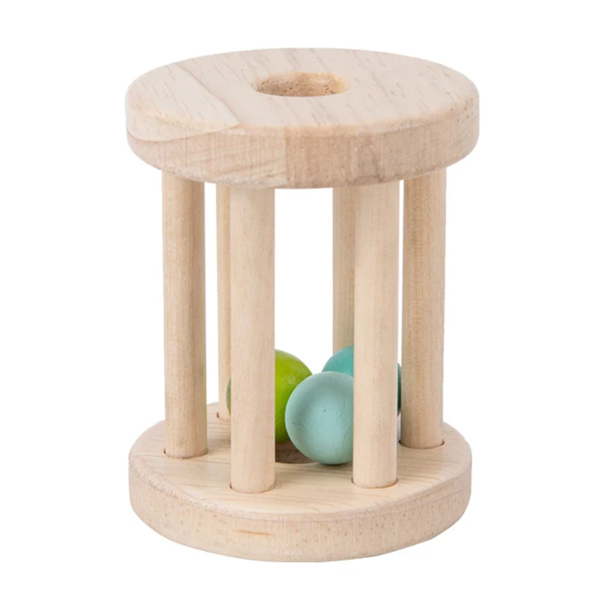Houten Kooi Rammelaar met gekleurde Balletjes
