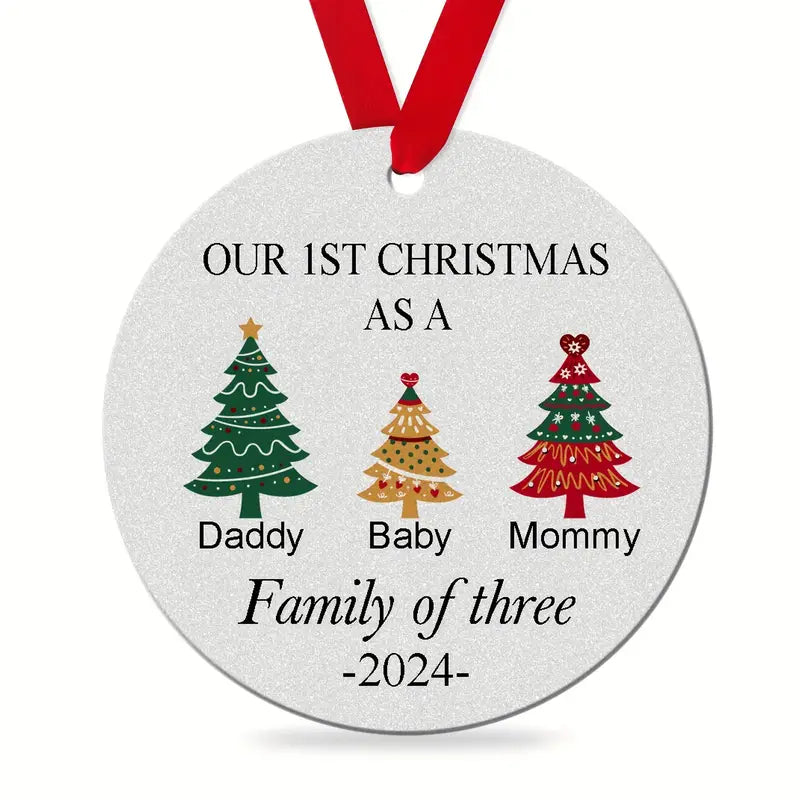 Kerstboom Ornament 'Family of Three, 2024'