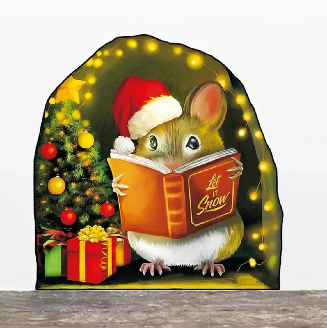 Voorlees Muis met Kerstmuts Sticker