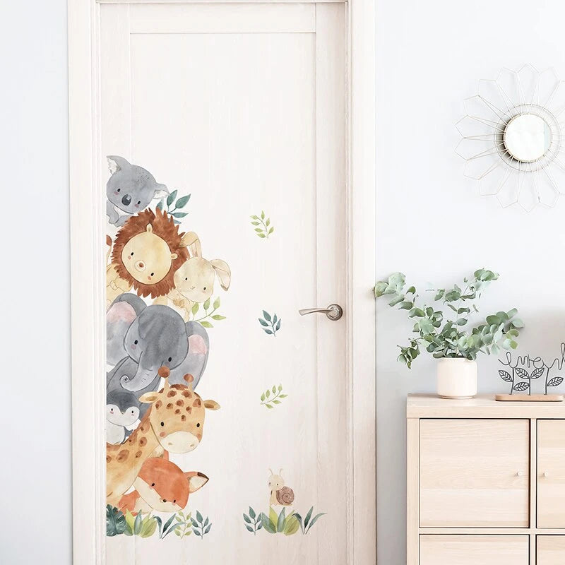 Muursticker Cartoon Dieren Verticaal deur