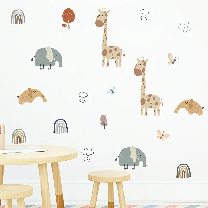 Muursticker Safari Dieren sfeer 2