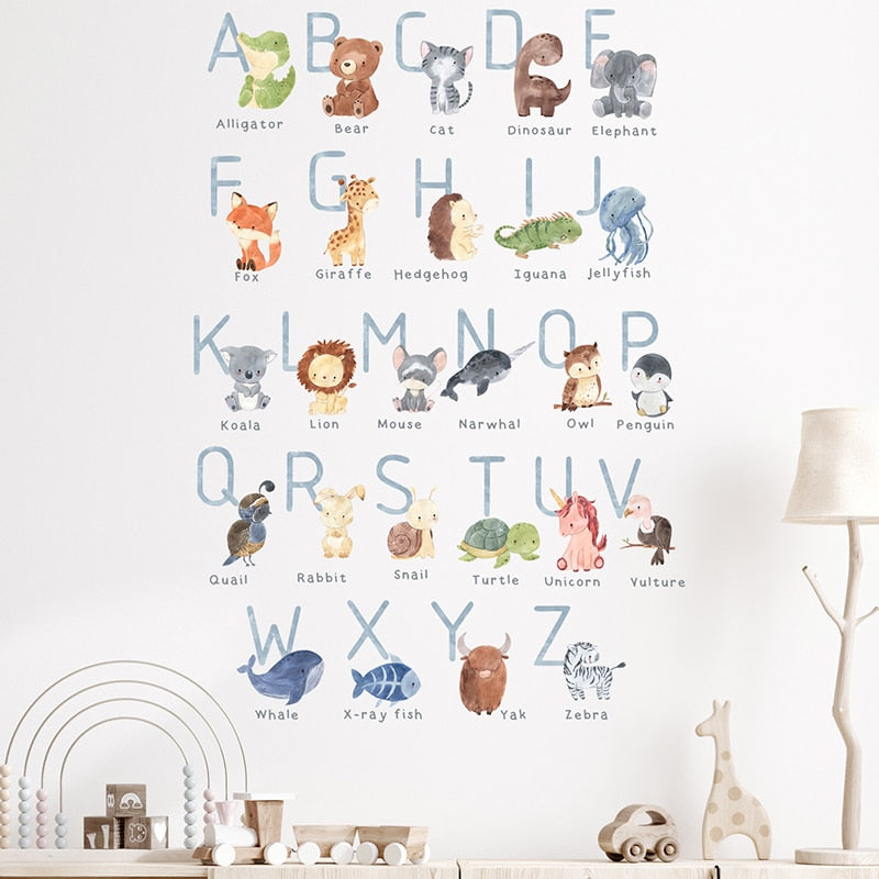 Muursticker Dieren Alfabet sfeer