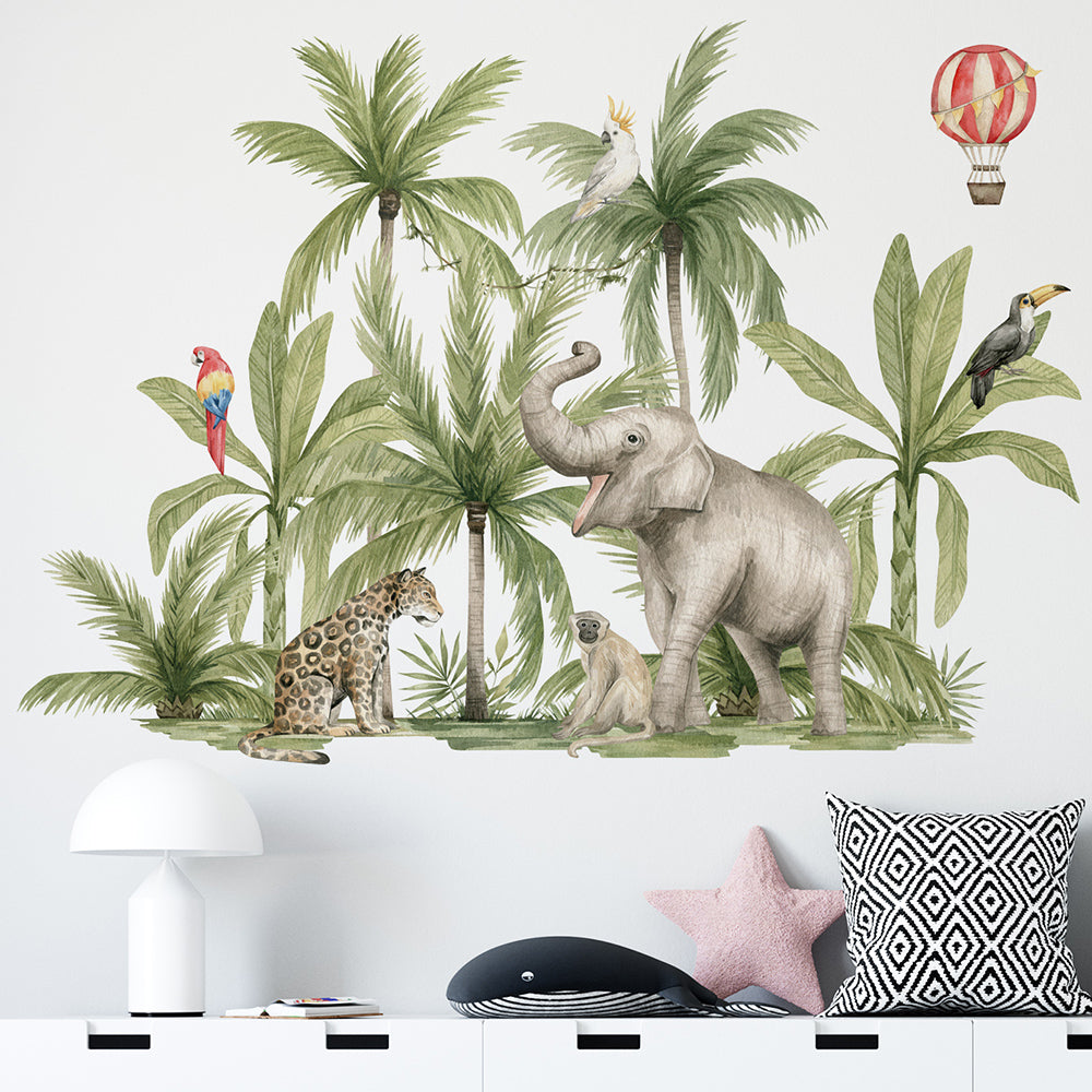 Muursticker Palmen en Olifant sfeer