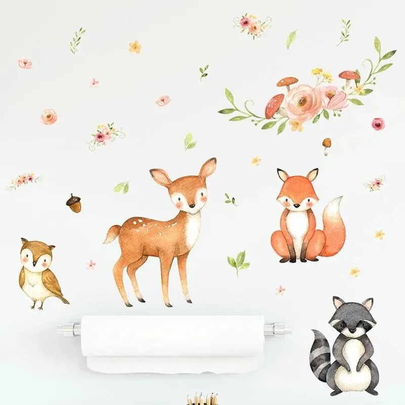Muursticker 'Dieren en Bloemen'