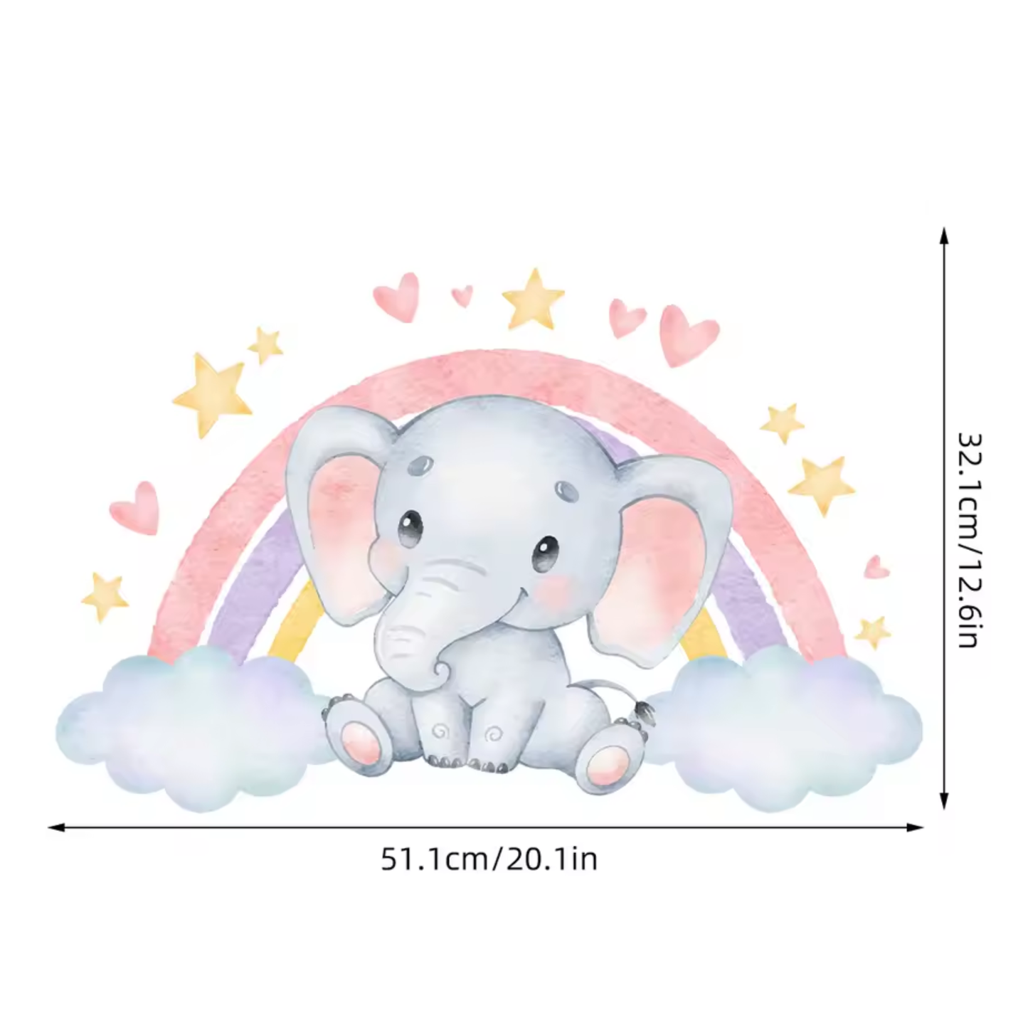 Muursticker 'Olifant met Regenboog'