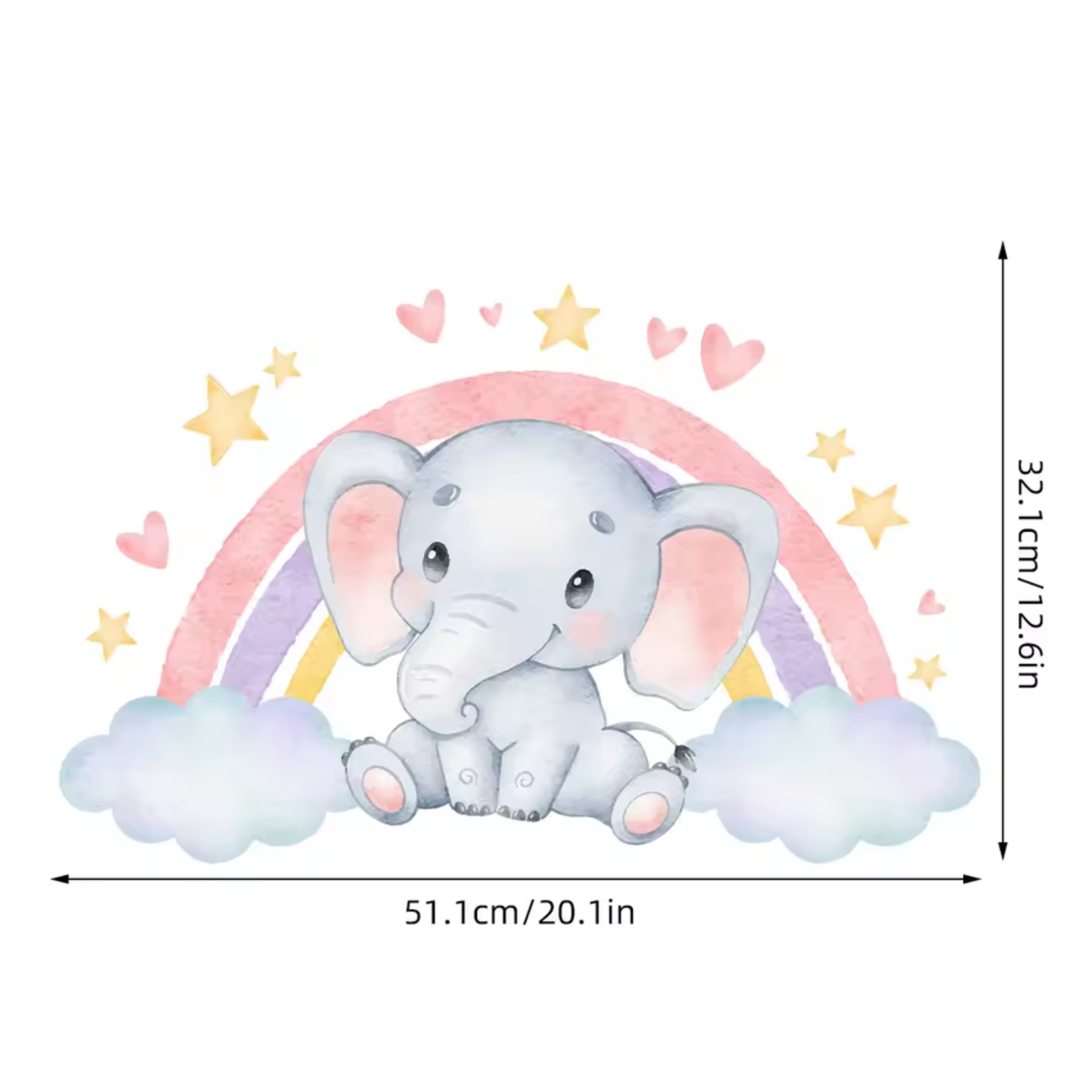 Muursticker 'Olifant met Regenboog'