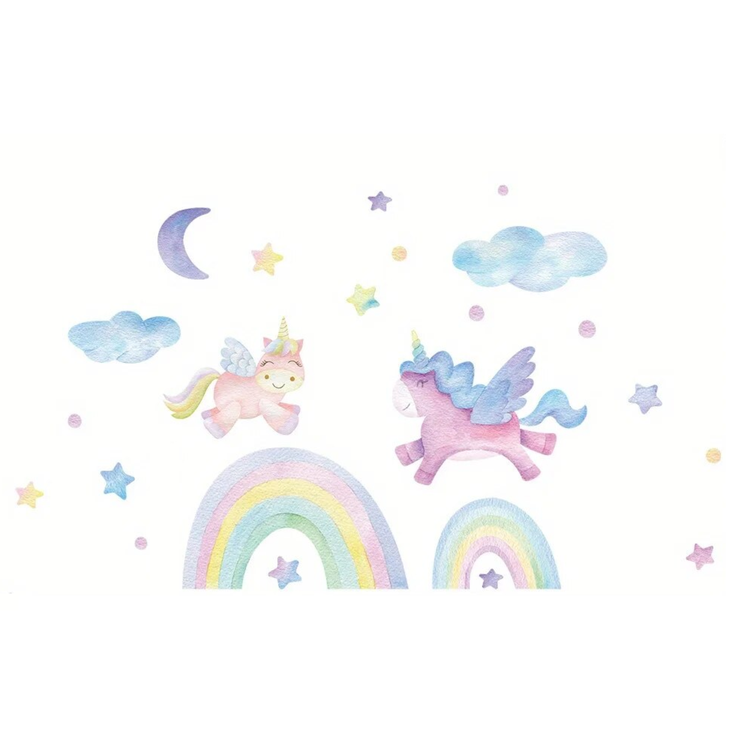 Muursticker 'Eenhoorns & Regenbogen' detail