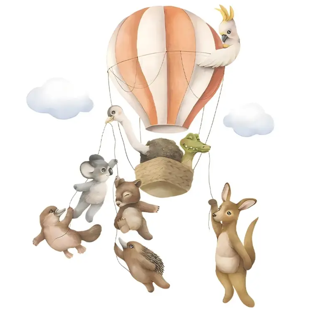 Muursticker 'Ballon met Australische Dieren' detail