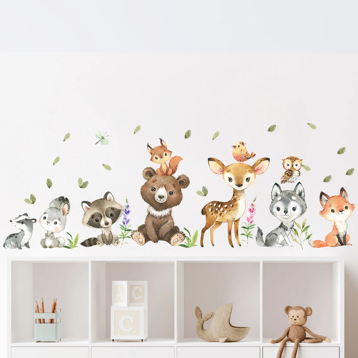 Muursticker 'Pluizige Dieren Horizontaal'