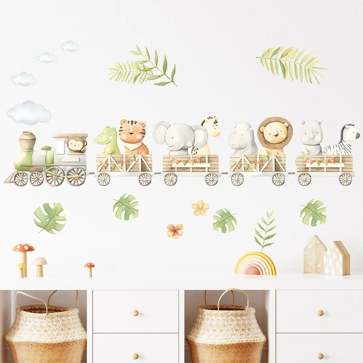 Muursticker 'Jungle Dieren in Trein'