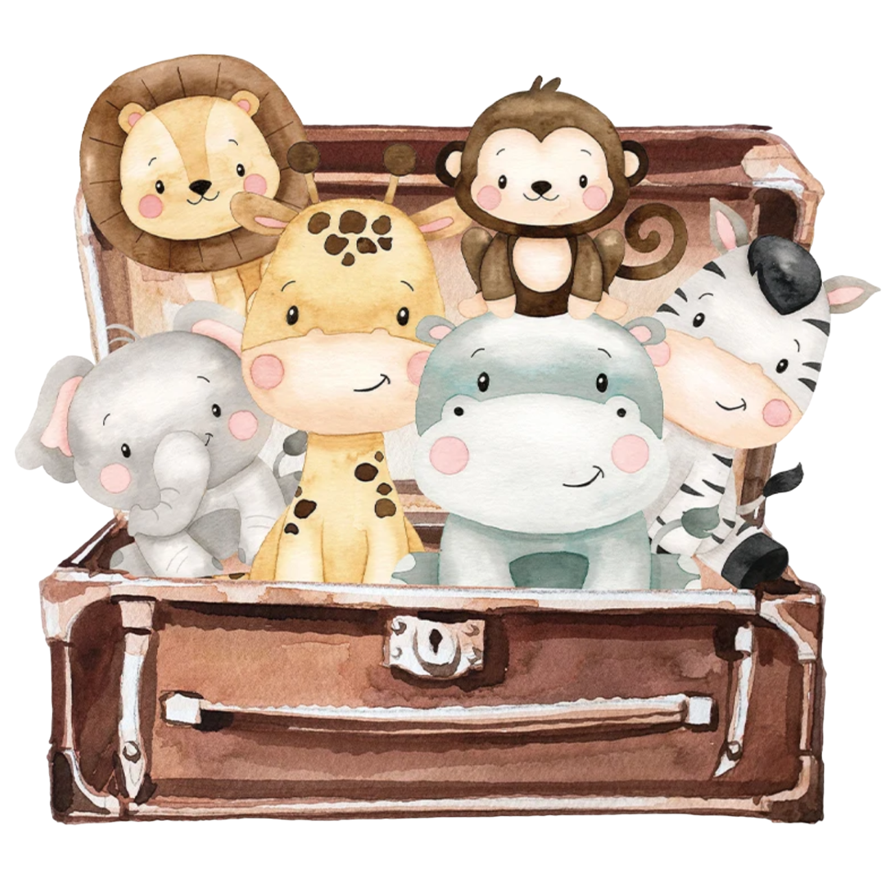Muursticker 'Jungle Dieren in Koffer' detail