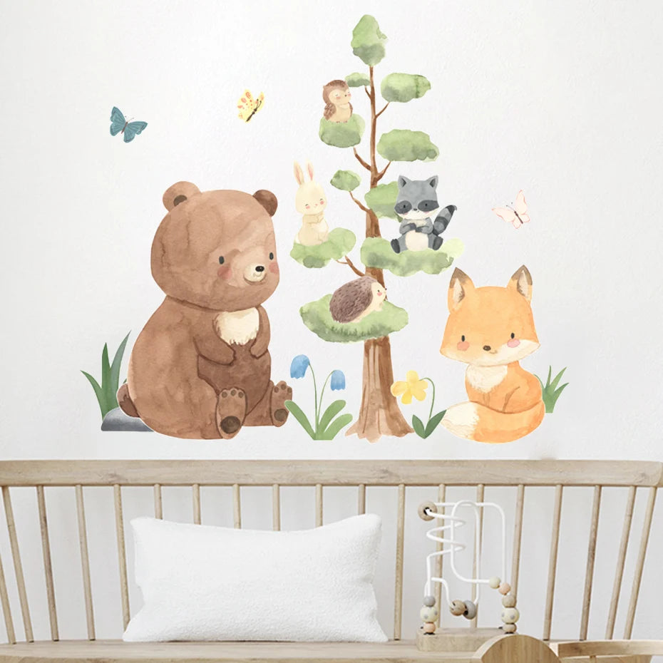 Muursticker 'Beer, Vos en Wasbeer'