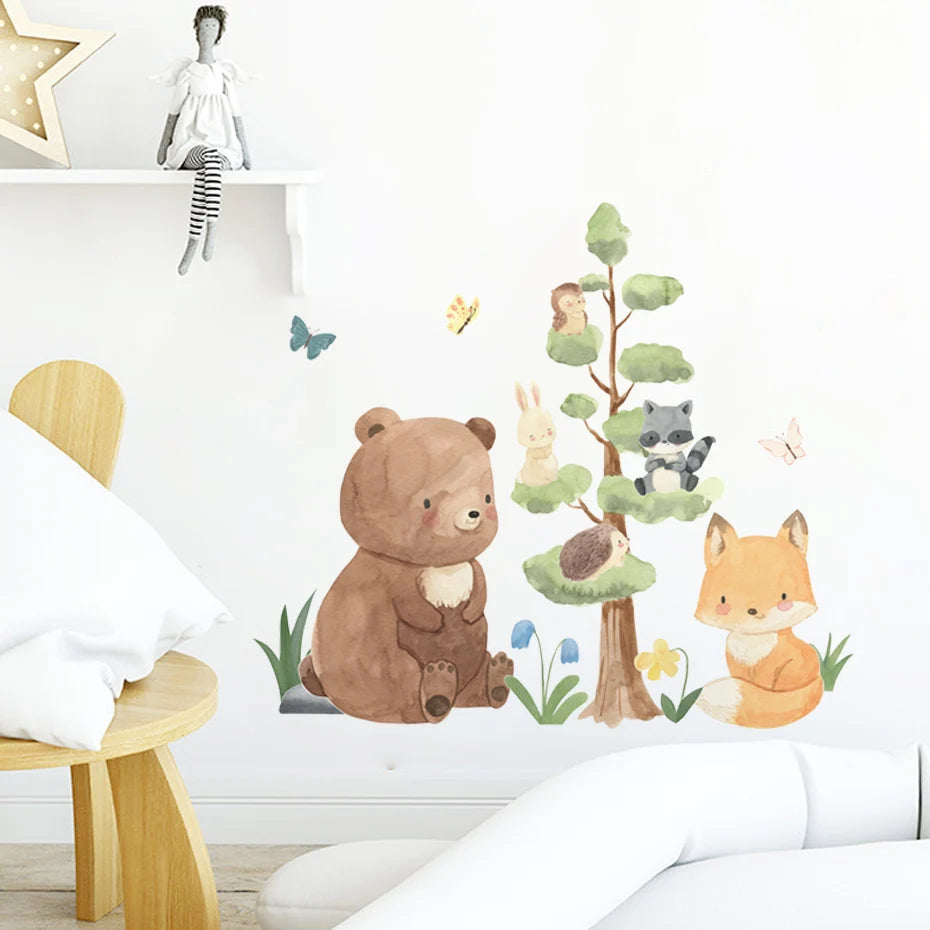 Muursticker 'Beer, Vos en Wasbeer'