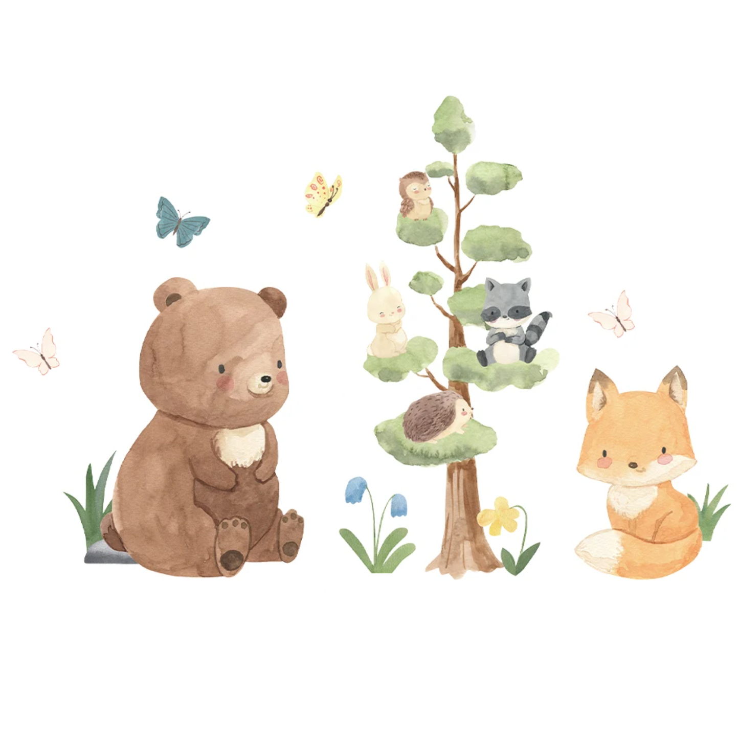 Muursticker 'Beer, Vos en Wasbeer'