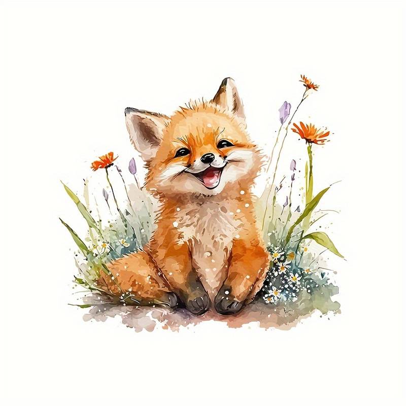 Muursticker 'Schattig Lachend Vosje' detail