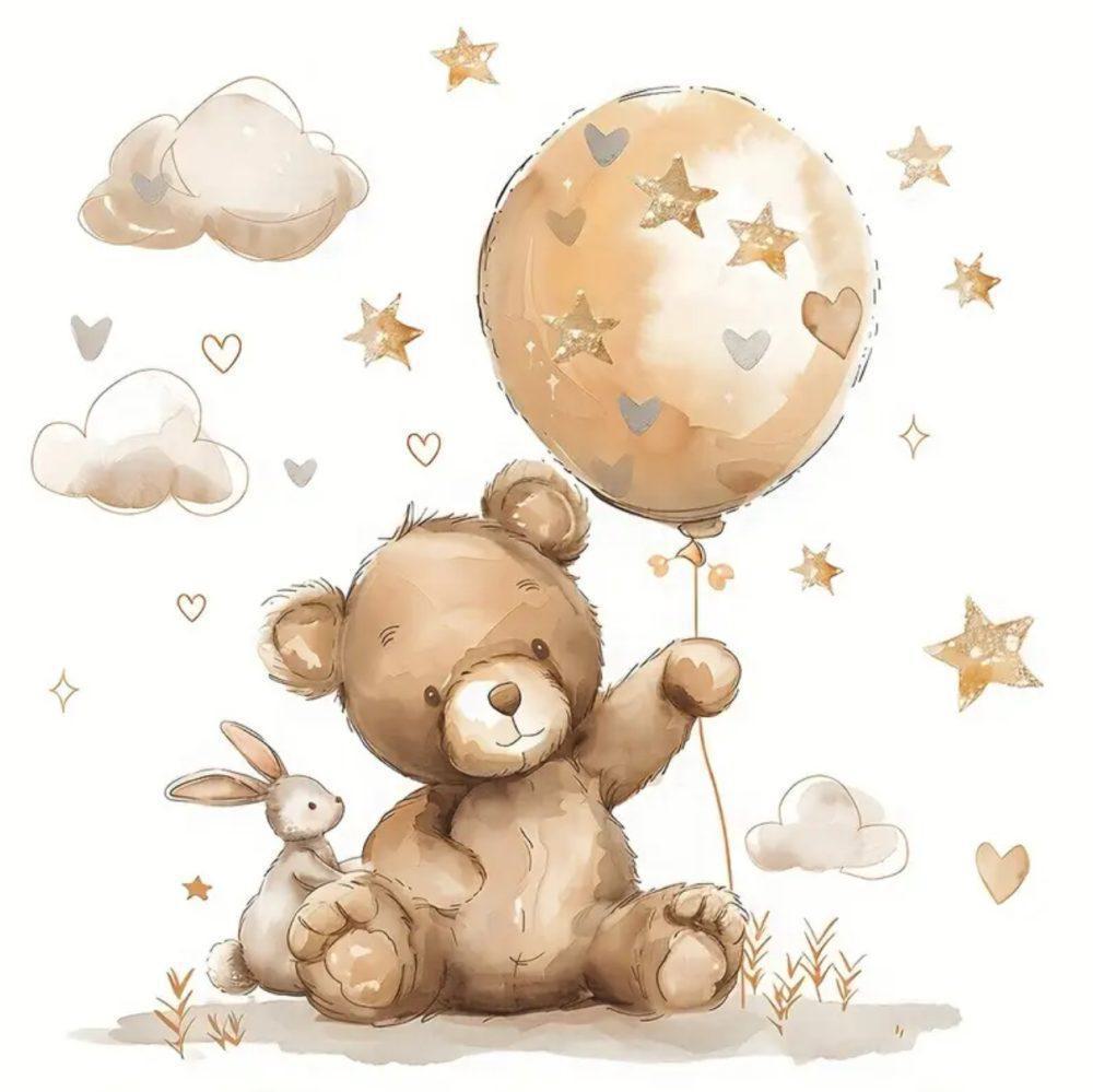 Muursticker 'Teddy met Ballon'