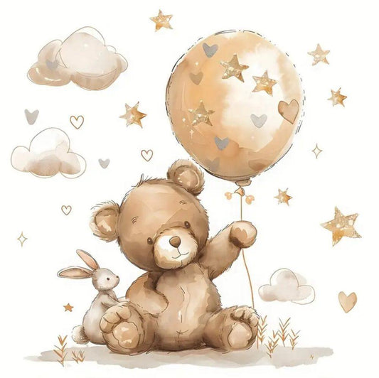 Muursticker 'Teddy met Ballon'