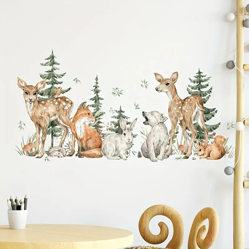 Muursticker 'Hertjes in het Dierenbos' detail