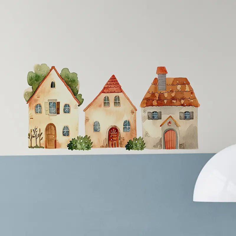 Muursticker 'Drie Huisjes' sfeer