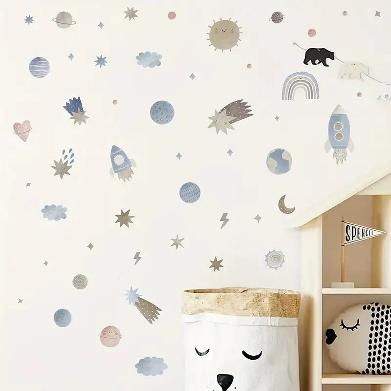Space muursticker babykamer