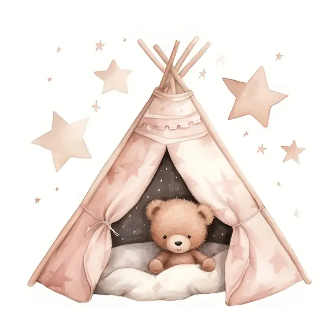Muursticker 'Beertje in Tent' detail