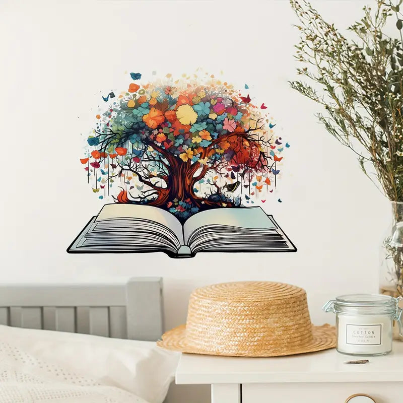 Muursticker 'Boek met Kleurrijke Boom'