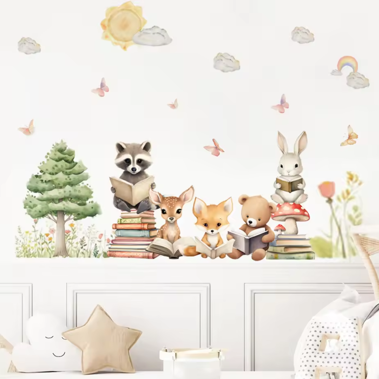Muursticker 'Bosdieren en Boeken'