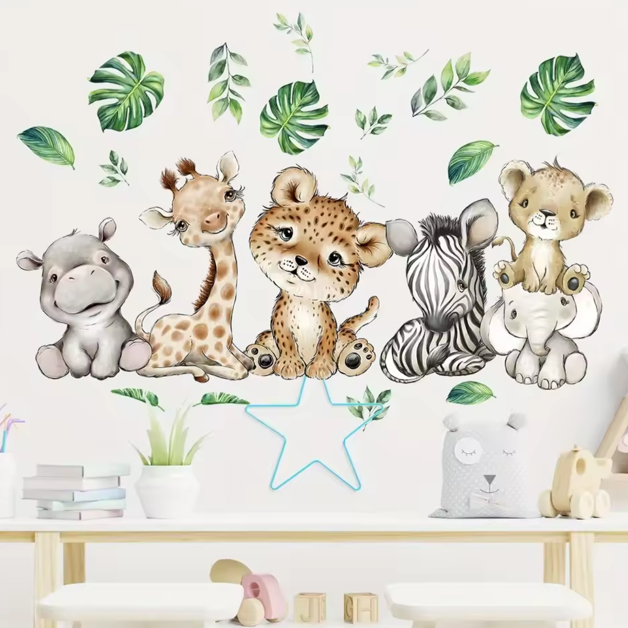 Muursticker 'Baby Jungle Dieren'