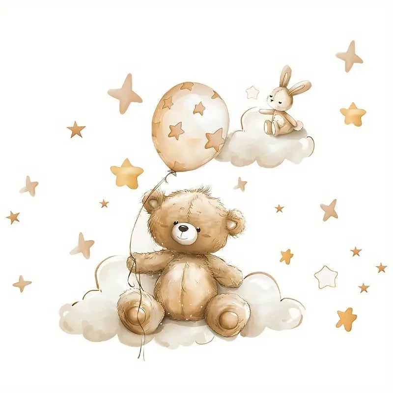 Muursticker 'Teddy, Bunny & Ballon'