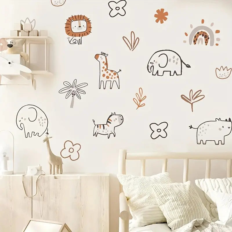 Muursticker 'Afrikaanse Lineart Dieren'