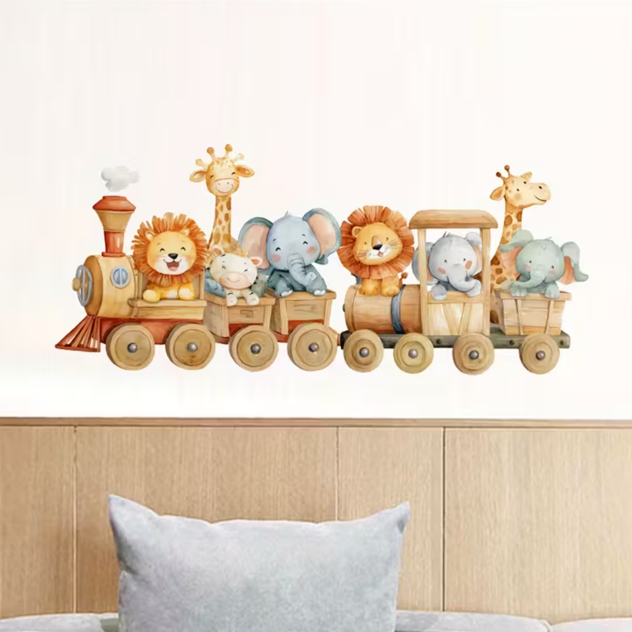 Muursticker 'Vrolijke Dieren in Trein'