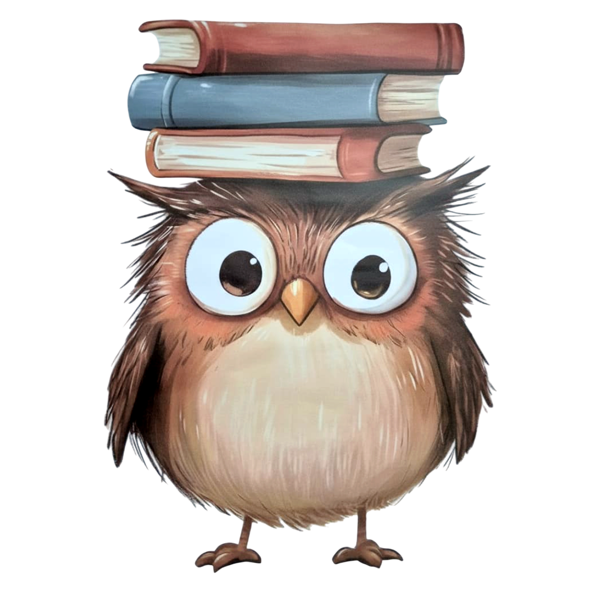 Muursticker 'Uil met Boeken op Hoofd'
