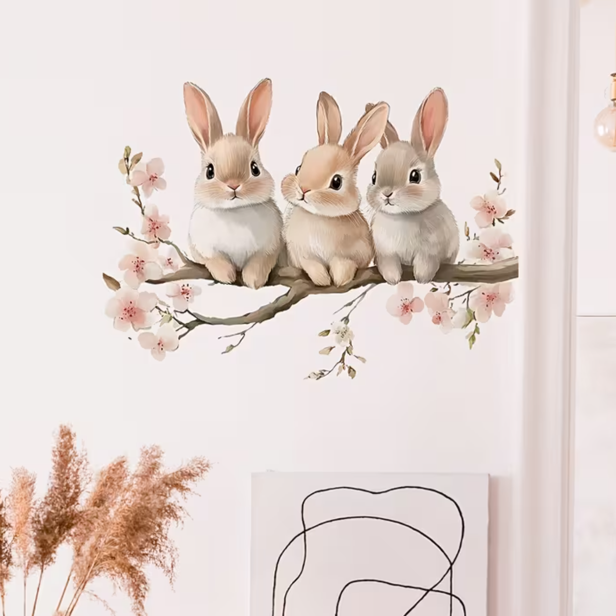 Muursticker 'Konijnen op Tak'