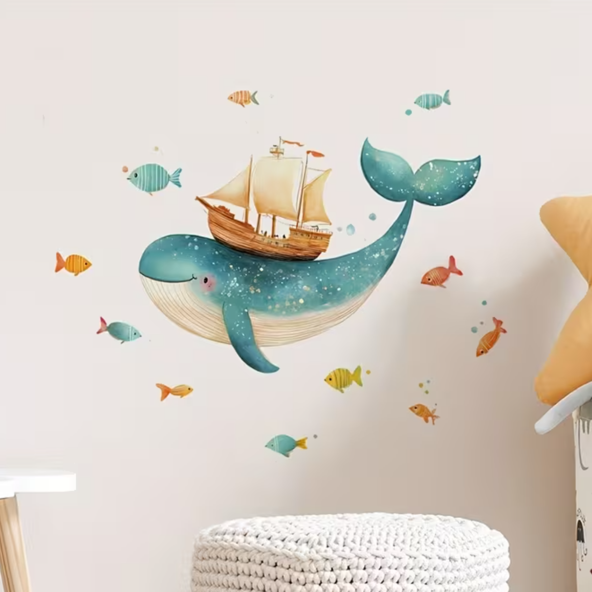 Muursticker 'Walvis met Zeilboot'