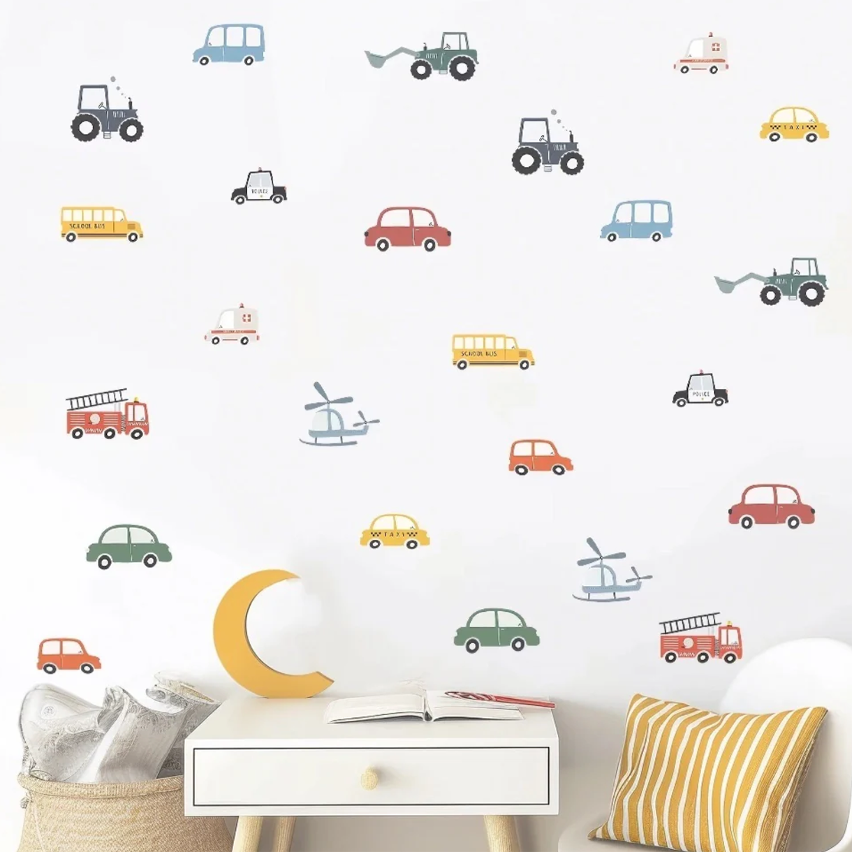 Muursticker 'Voertuigen & Helicopters'