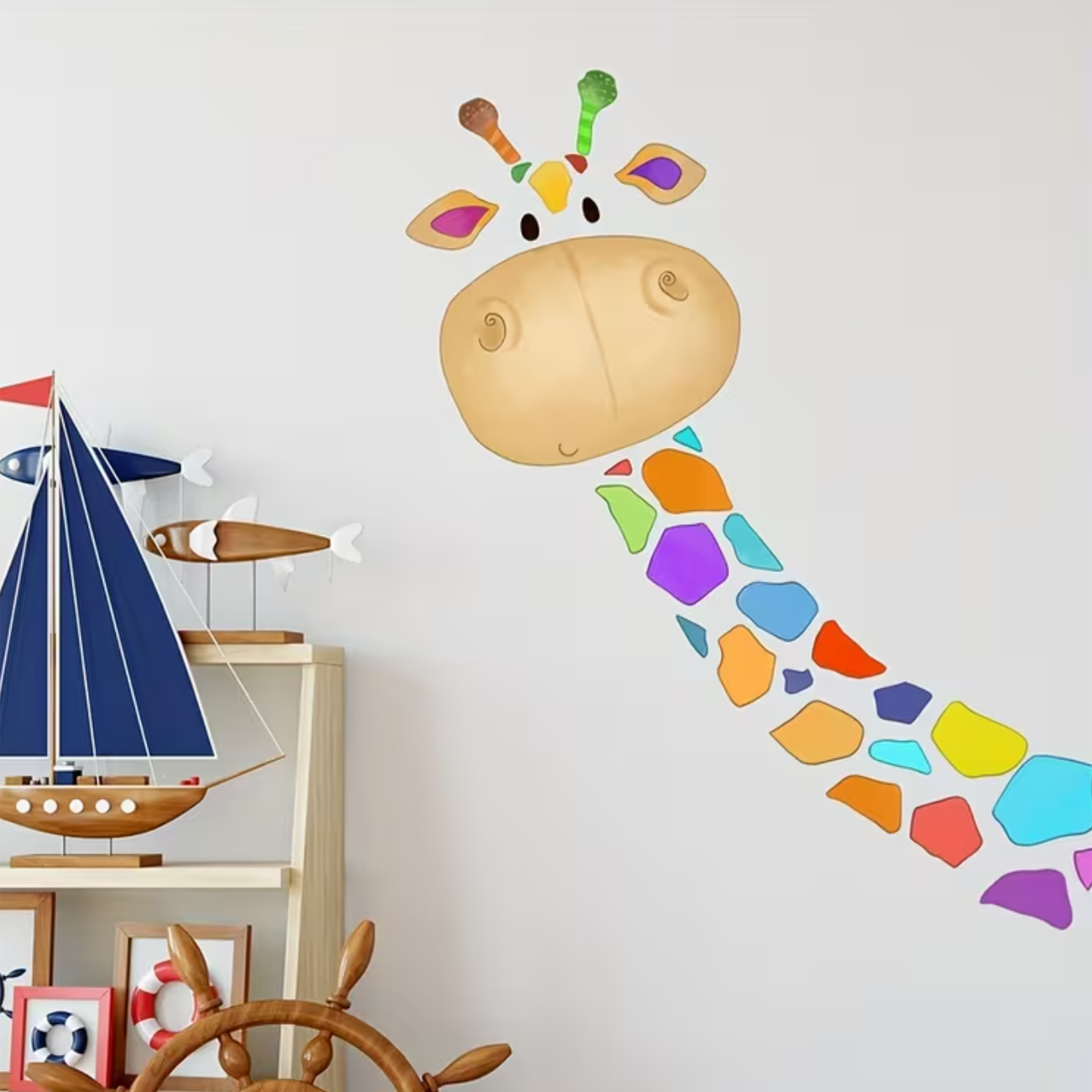 Muursticker 'Kleurrijke Giraffe'