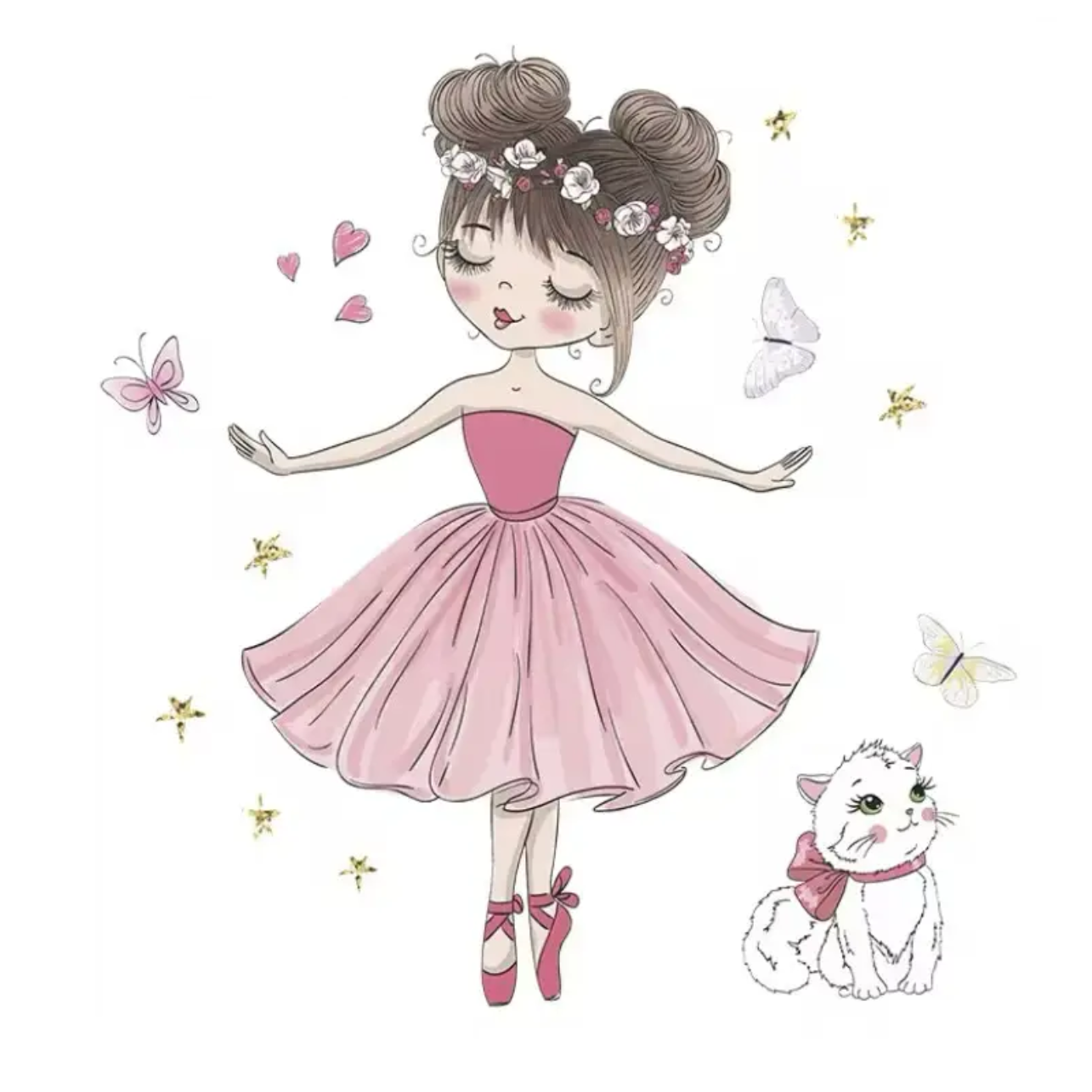 Muursticker 'Ballerina en Kat'