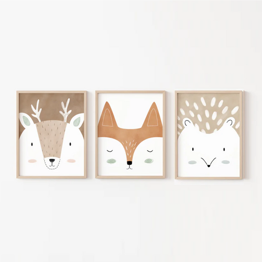 Set van 3 Canvas Dieren Posters