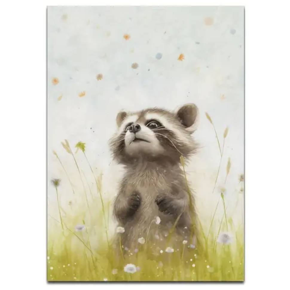 Canvas Posters 'Aquarel Dieren' Wasbeer