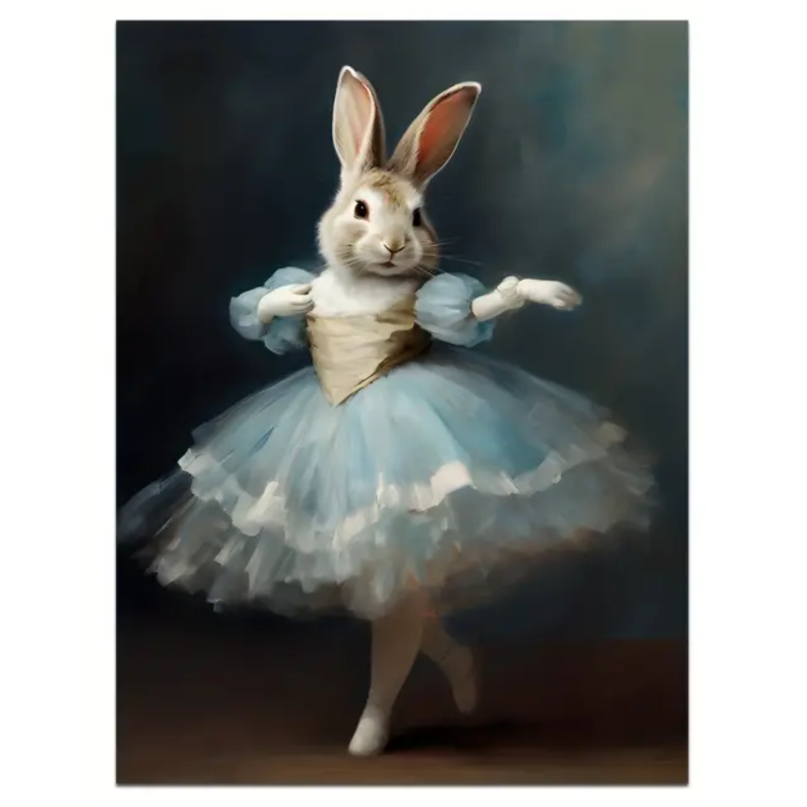 Canvas Poster 'Dansend Konijn in Tutu'